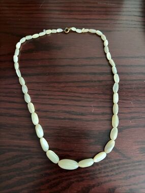 Lustrous White Bead Necklace with Gold Clasp